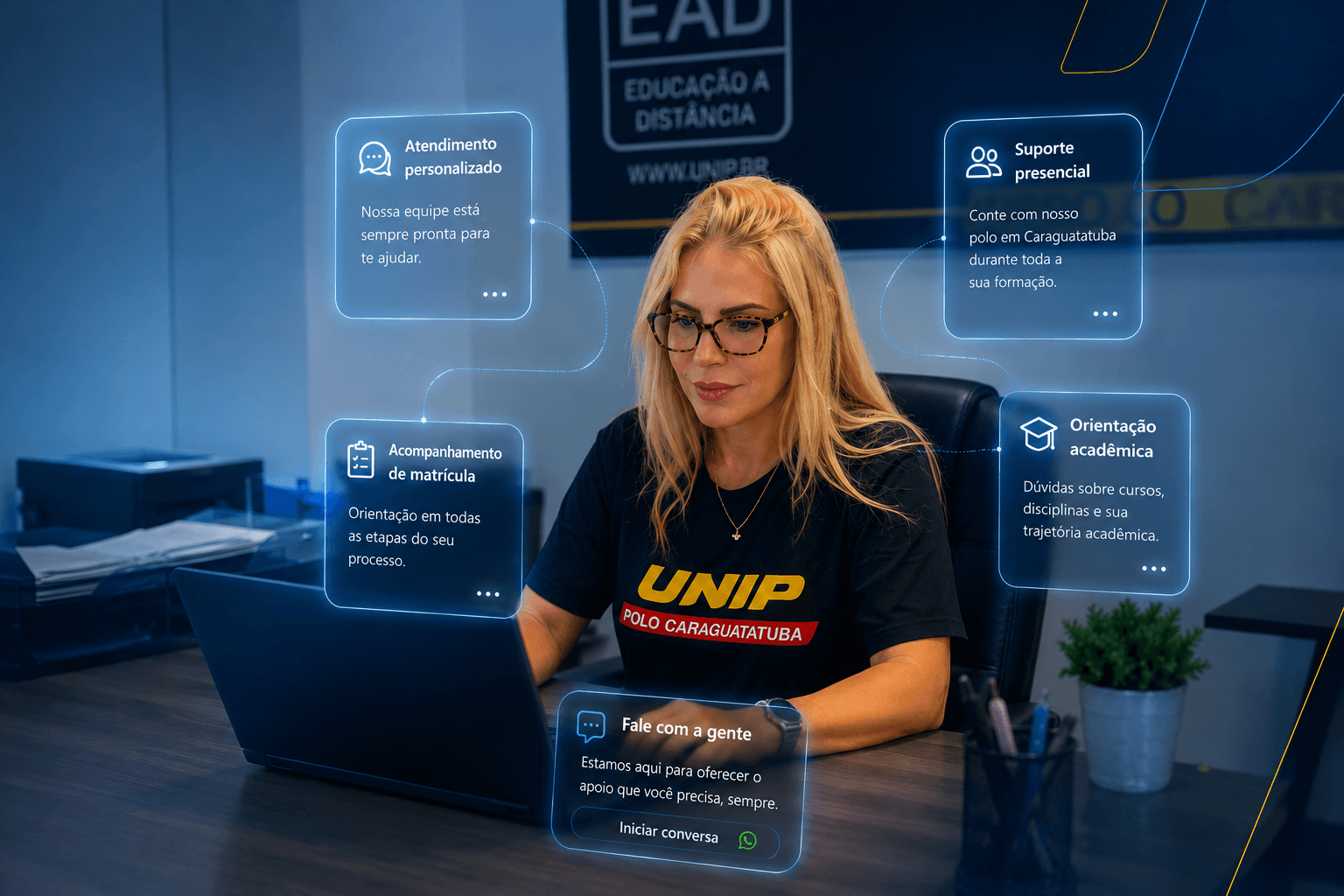 Atendimento humanizado e suporte presencial no Polo UNIP Caraguatatuba